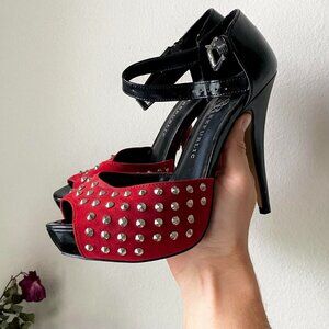Rock & Republic black and red studded high heels women's 7.5